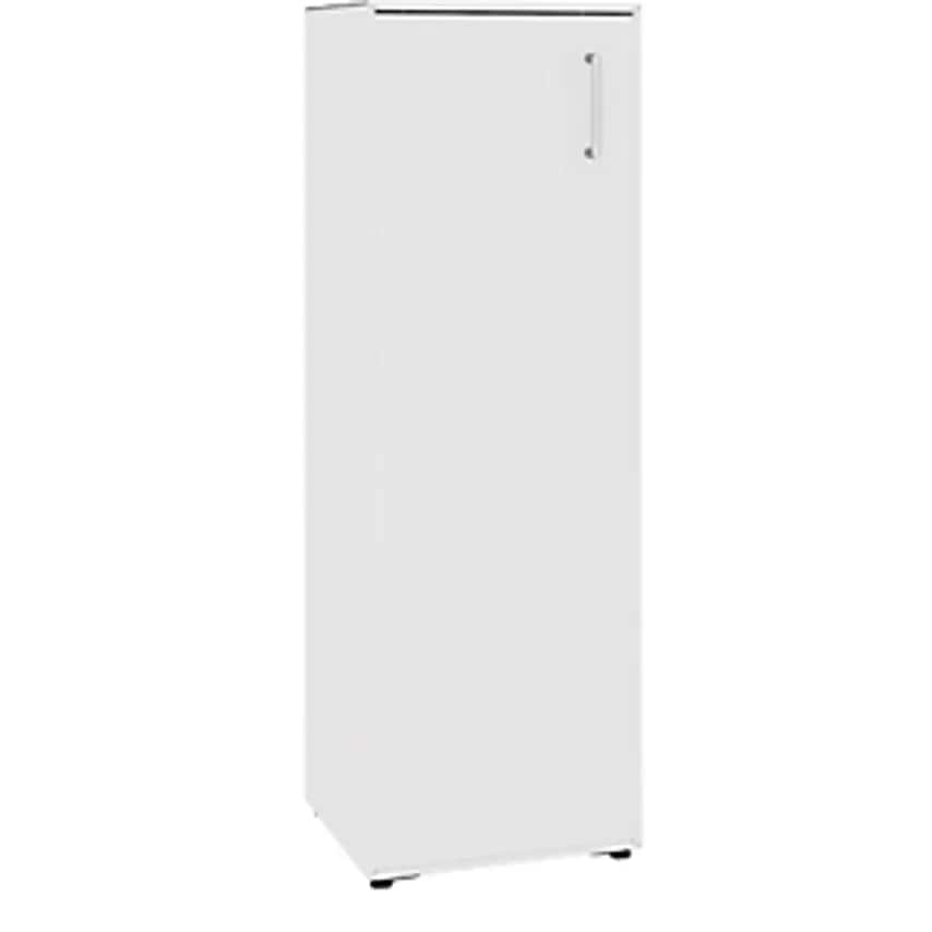 MAUSER Double Door Cupboard, 1 Door, Hinged On Left, 3 Compartments, Pure White