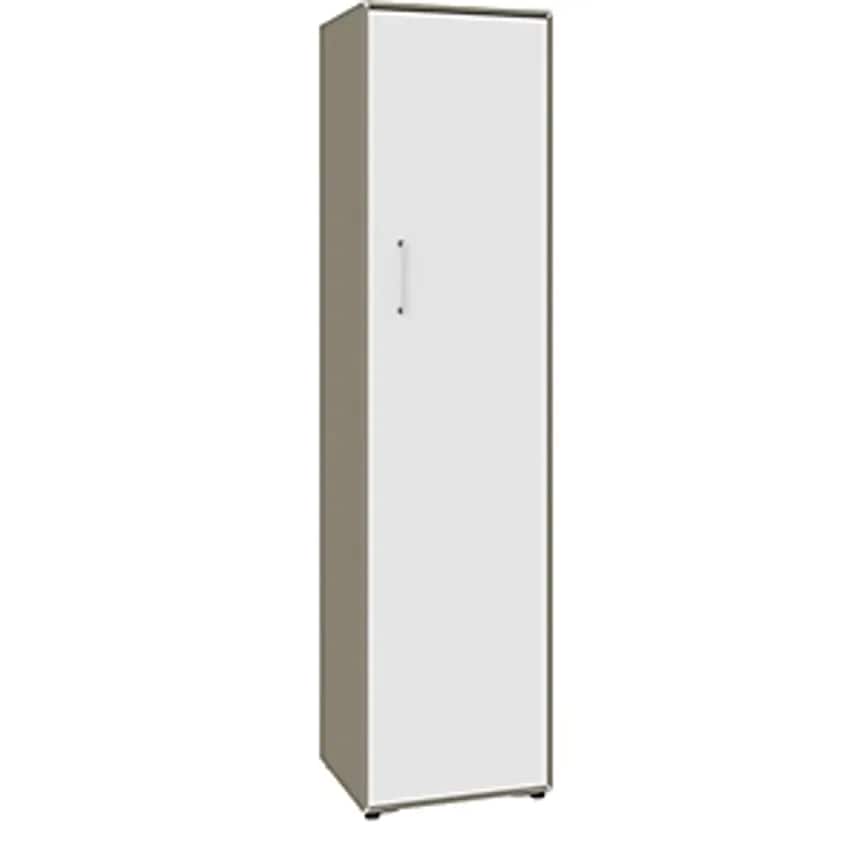 MAUSER Double Door Cupboard, 1 Door, Hinged On Right, 4 Compartments, Beige Grey