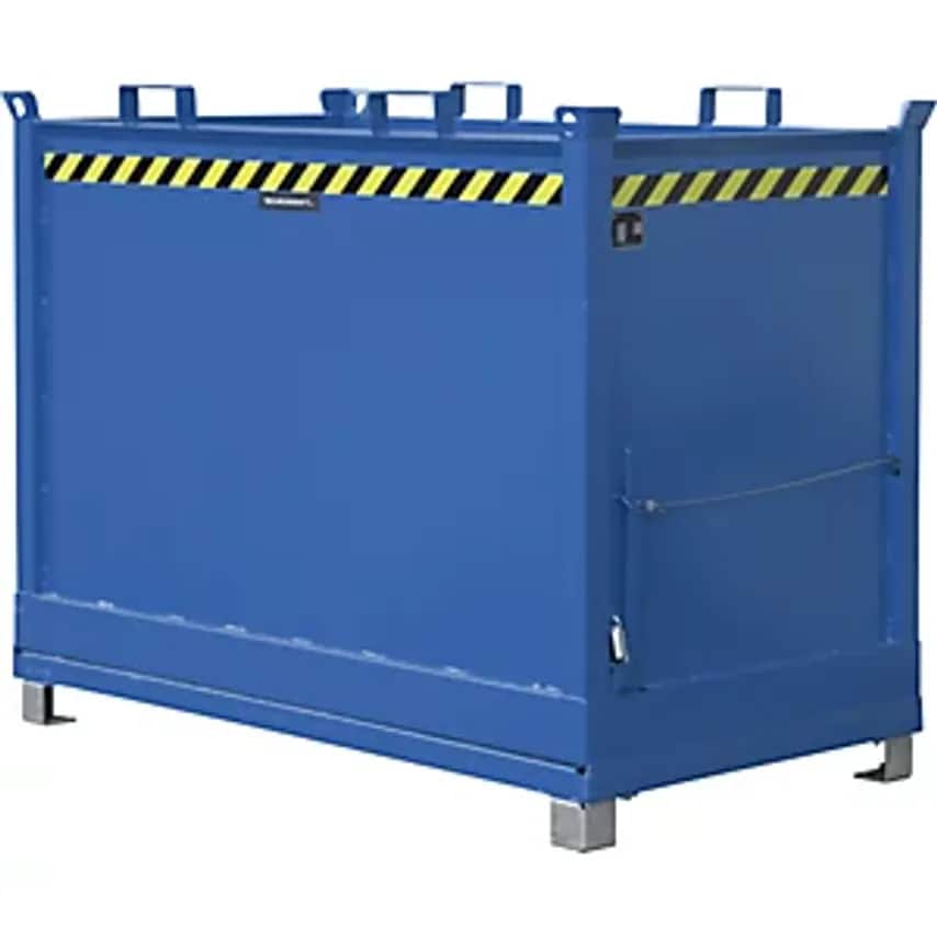 EUROKRAFTpro Hinged Bottom Skip, Capacity 2.0 m, Gentian Blue RAL 5010
