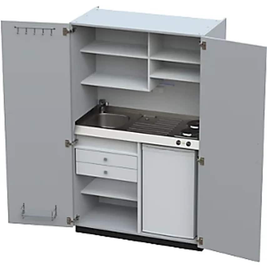 KEK Kitchen Unit With Hinged Doors, 2 Hotplates, Basin At Left, Grey, 1956 X 120