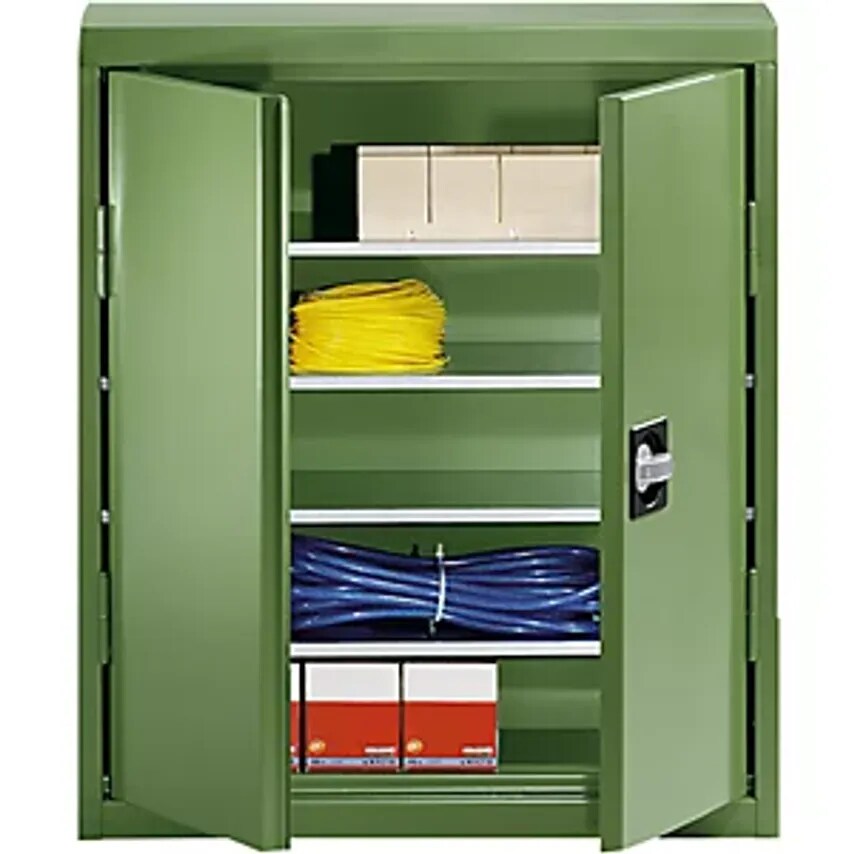 EUROKRAFTpro Storage Cupboard Sheet Steel, Height 780mm, Reseda Green RAL 6011,