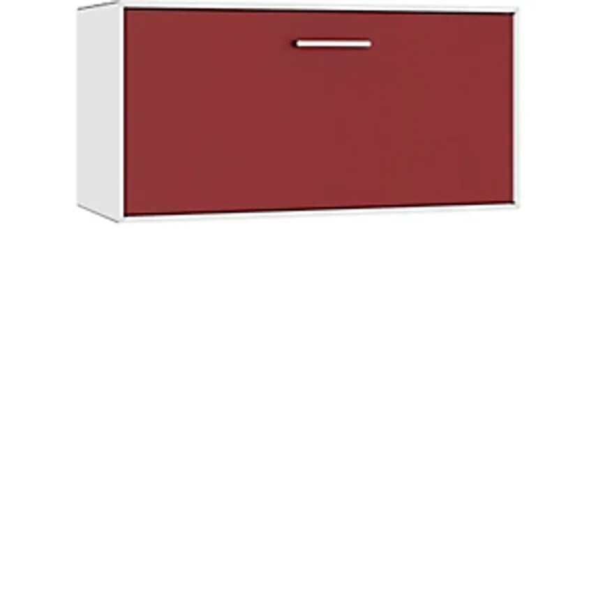 MAUSER Single Box, Suspended, 1 Drawer, Width 770mm, Pure White/Ruby Red