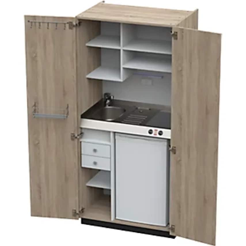 KEK Kitchen Unit With Hinged Doors, 2 Glass Ceramic Hotplates, Basin At Left, Oa