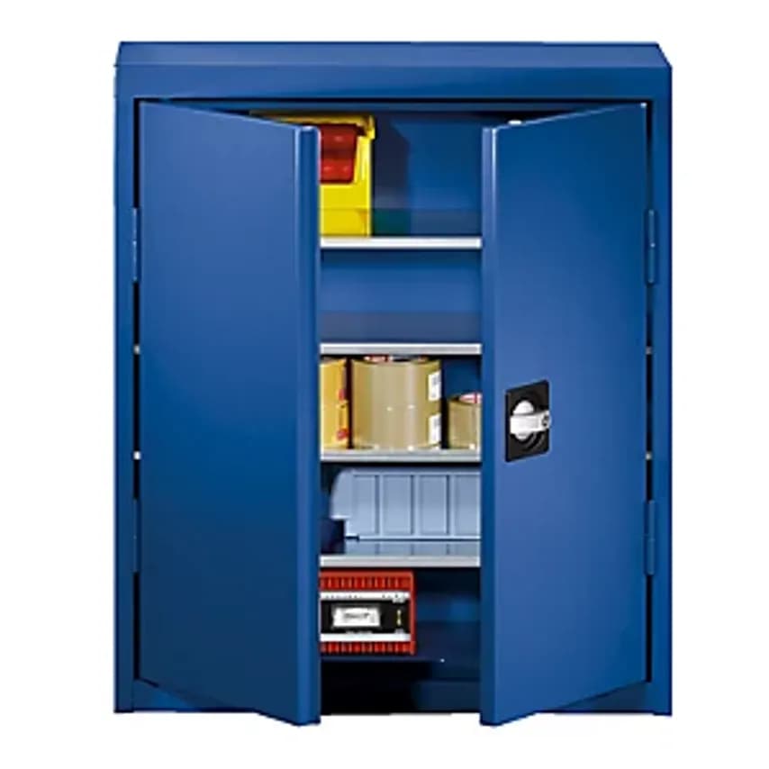 EUROKRAFTpro Storage Cupboard Sheet Steel, Height 780mm, Gentian Blue RAL 5010,