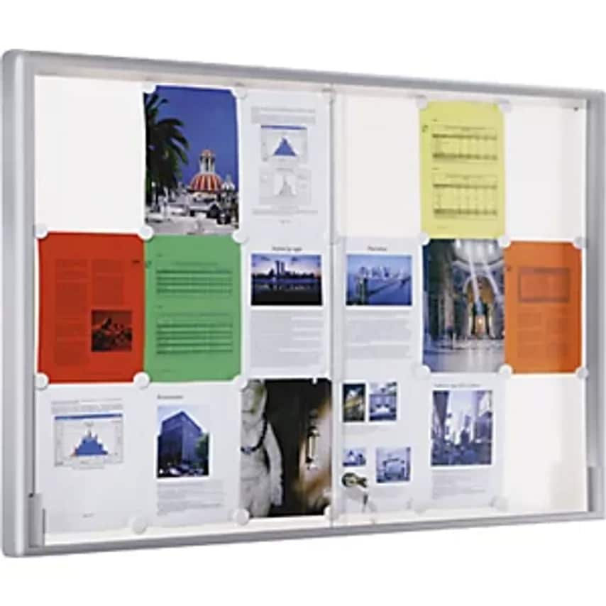 EUROKRAFTpro Display Case - Aluminium Frame - Sliding Doors, 18 X A4, WxHxD 1330