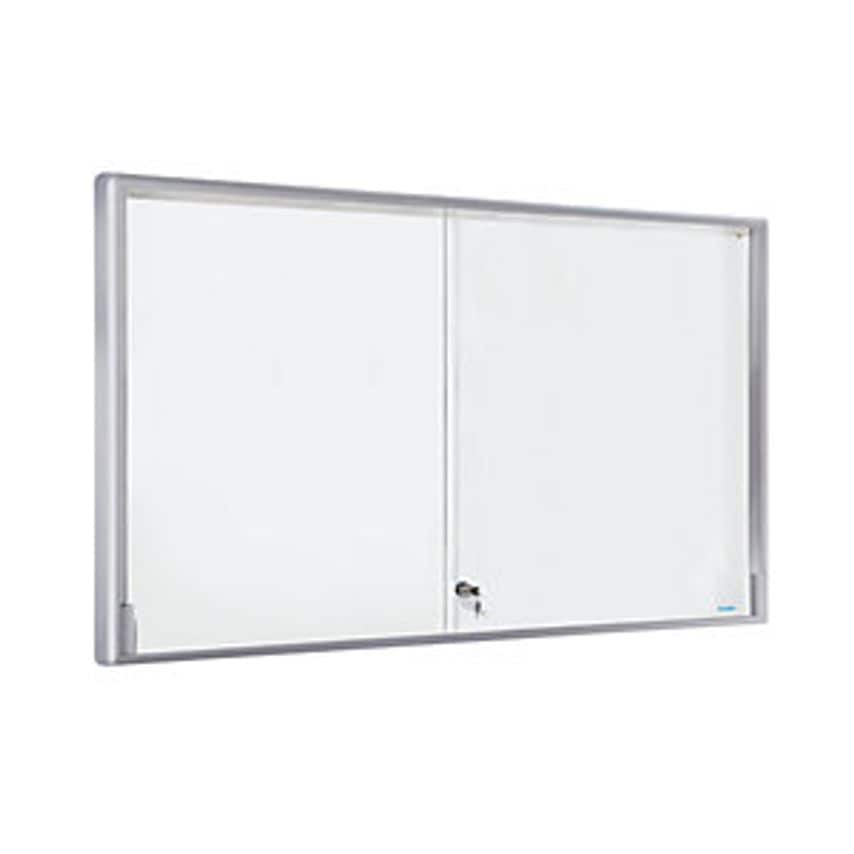 EUROKRAFTpro Display Case - Aluminium Frame - Sliding Doors, 21 X A4, WxHxD 1540