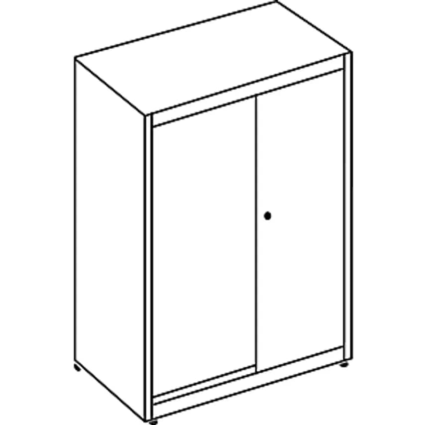 MAUSER Sliding Door Cupboard - HxWxD 1180 X 800 X 432mm - Pure White/Pigeon Blue
