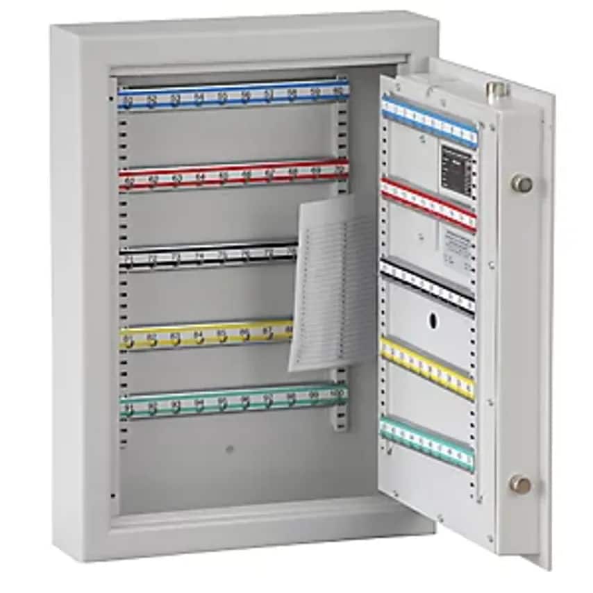 ISS Key Safe, Light Grey, Adjustable Hook Strips, 100 Hooks, HxWxD 636 X 460 X 1