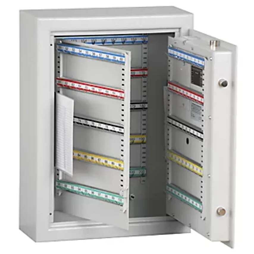 ISS Key Safe, Light Grey, Adjustable Hook Strips, 200 Hooks, HxWxD 636 X 460 X 2