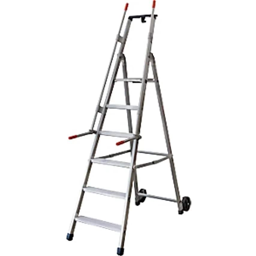 FACAL Srl Mobile Warehouse Step, With 2 Hand Rails And Castors, 6 Steps Incl. Pl