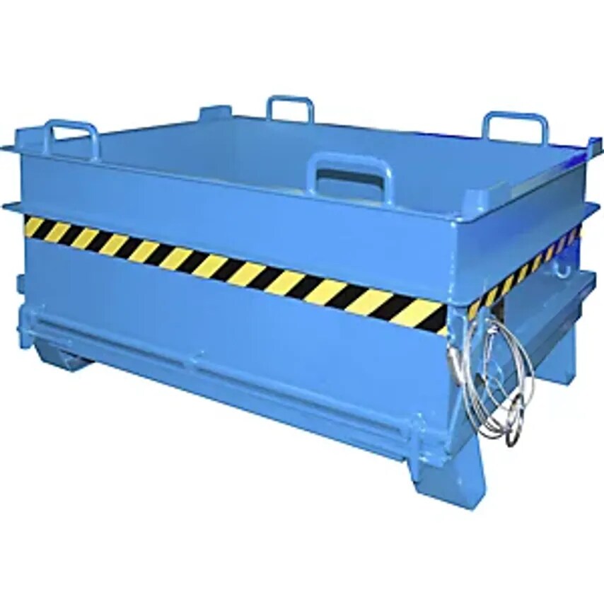 EUROKRAFTpro BC Hinged Bottom Skip, Capacity 0.5 m, Max. Load 1000 Kg, Light Blu