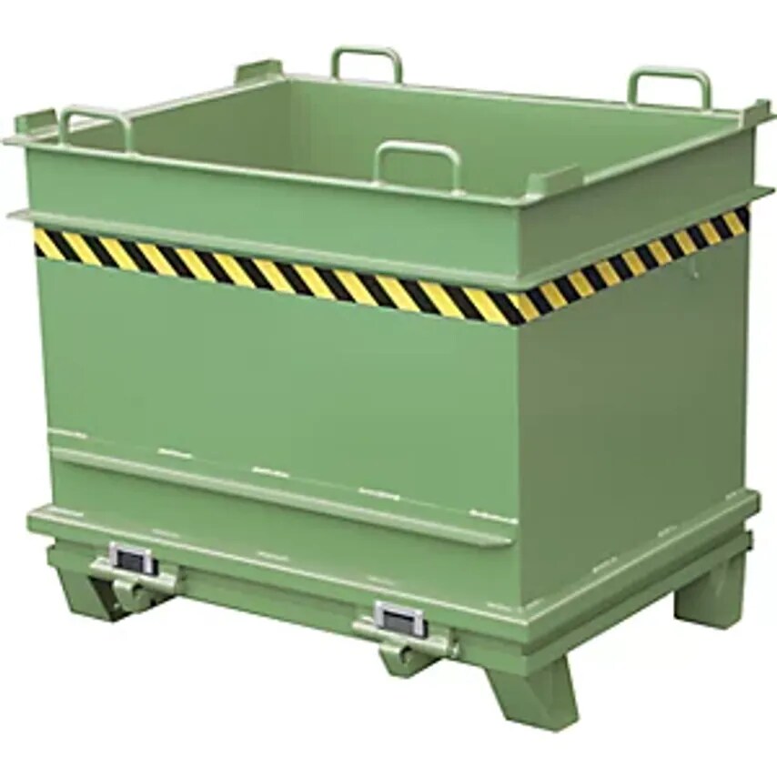 EUROKRAFTpro BC Hinged Bottom Skip, Capacity 1 m, Max. Load 2000 Kg, Reseda Gree