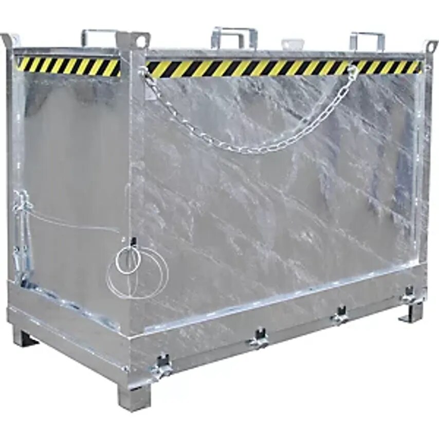 EUROKRAFTpro Hinged Bottom Skip, Capacity 2.0 m, Hot Dip Galvanised