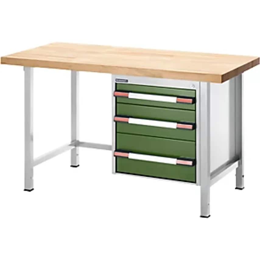 EUROKRAFTpro Height-adjustable Workbench, Frame Construction, 3 Drawers, Width 7