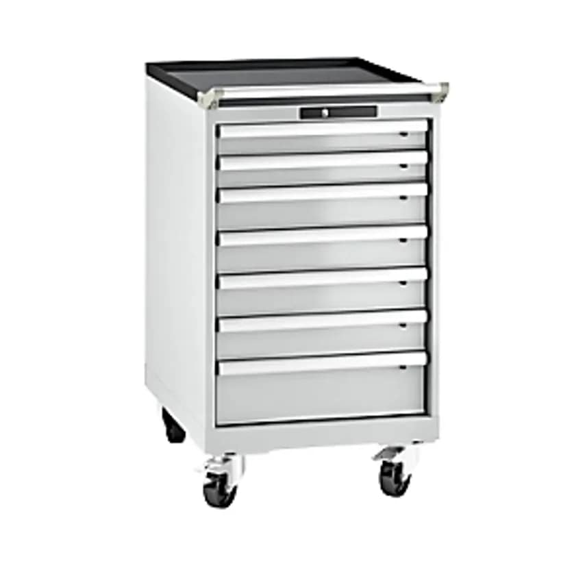 Lista Drawer Cupboard, Sheet Steel, HxW 990 X 564mm, 7 Drawers, Mobile, Light Gr