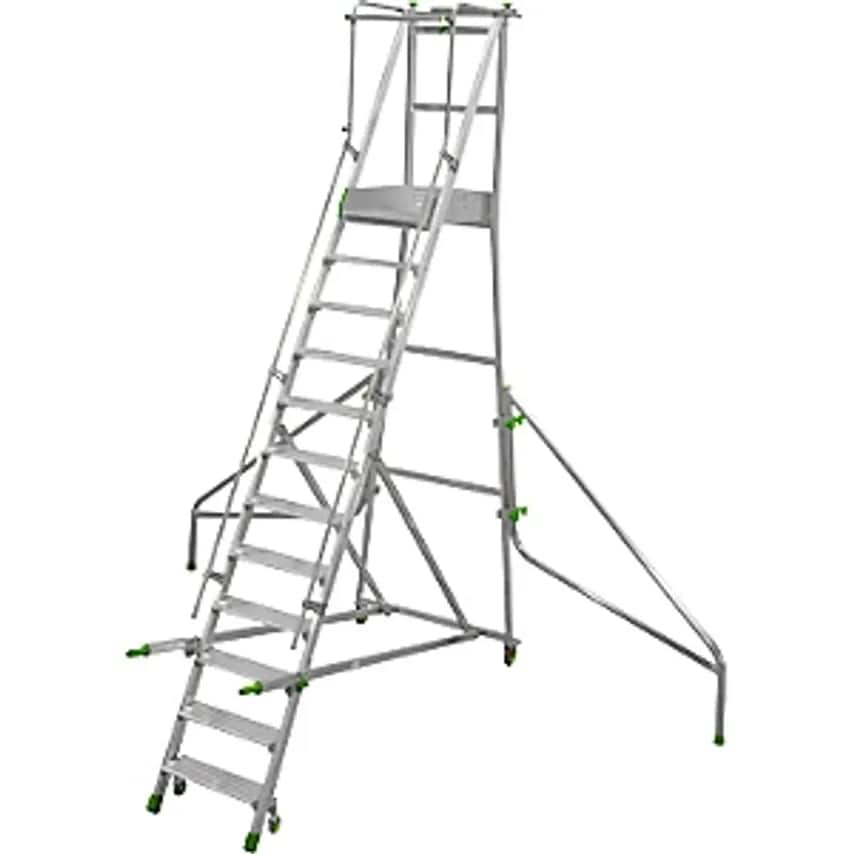 FACAL Srl Mobile Aluminium Platform Stairs, Folding, With Ribbed Aluminium Steps