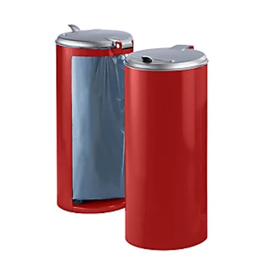 VAR Sheet Steel Waste Collector - For Capacity 120 L - Front Concealed, Red With