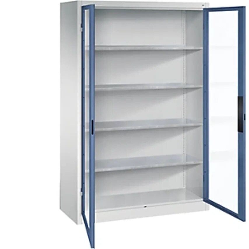 C&P Vision Panel Double Door Cupboard - HxWxD 1950 X 1200 X 500mm - 4 Shelves, L
