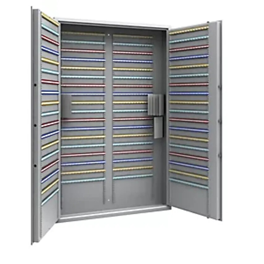 ISS Key Safe, Light Grey, Adjustable Hook Strips, 1080 Hooks, HxWxD 1850 X 1200