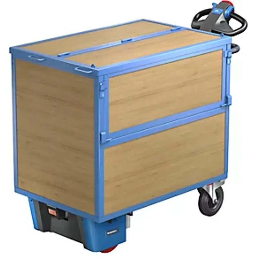 EUROKRAFTpro Box Truck With Electric Drive, Walls MDF Panels, With Lid, LxWxH 16