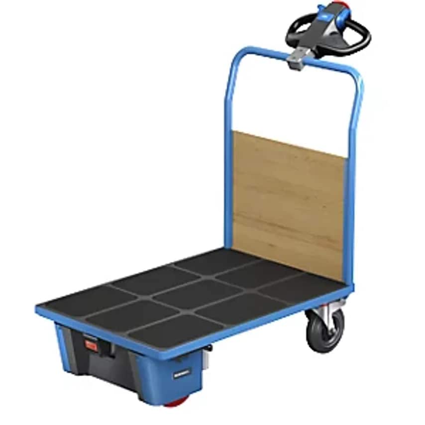 EUROKRAFTpro Platform Truck With Electric Drive, 1 MDF End Panel, LxWxH 1370 X 7