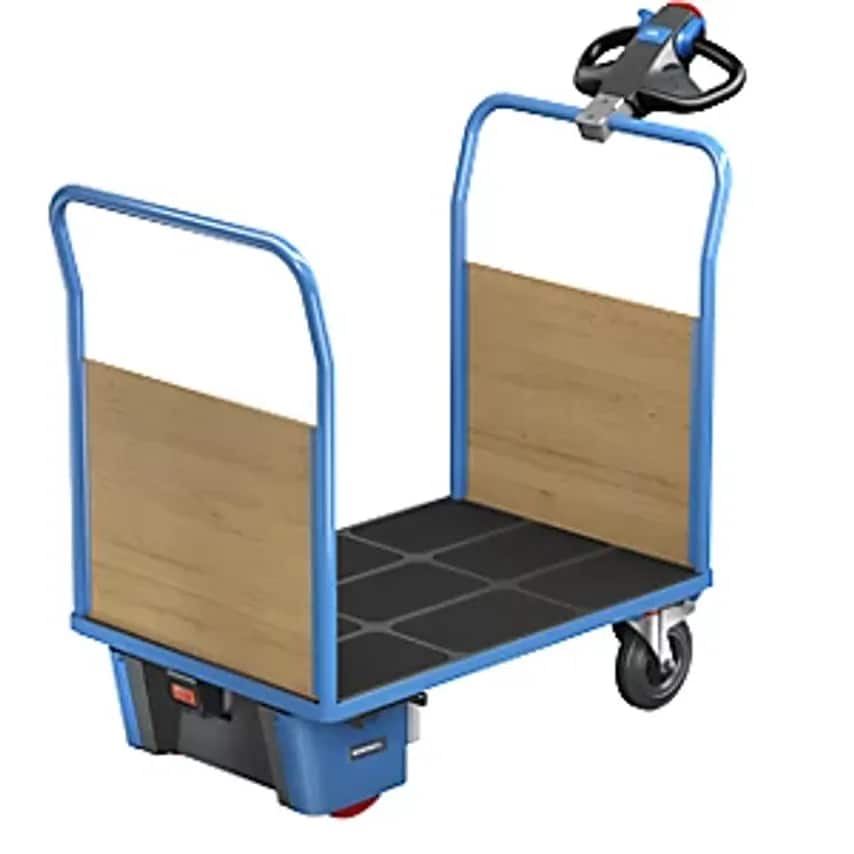 EUROKRAFTpro Platform Truck With Electric Drive, 2 MDF End Panels, LxWxH 1620 X