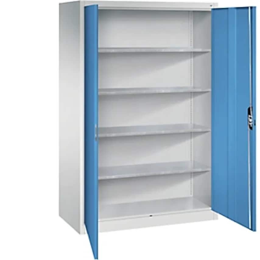 C&P Workshop Double Door Cupboard, HxWxD 1950 X 1200 X 600mm, Light Grey/Light B