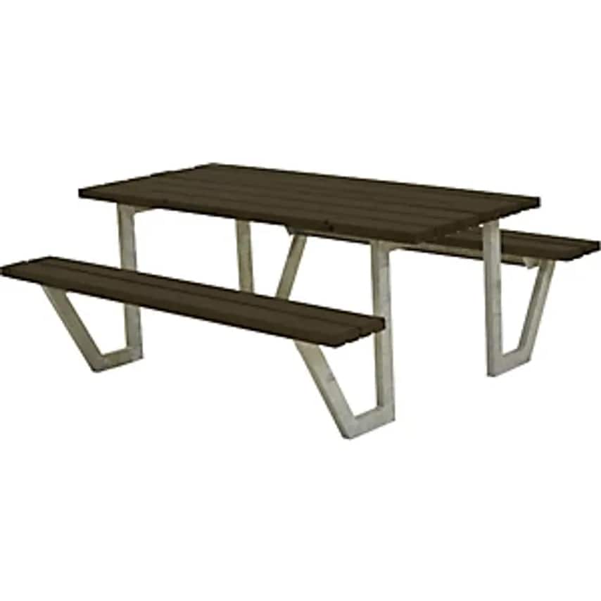 PLUS AS Picnic Bench For 6 People, Certified Pine Wood, Black