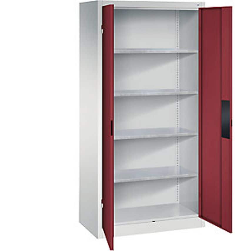 C&P Heavy Duty Workshop Cupboard, Width 930mm, Depth 500mm, Ruby Red Door