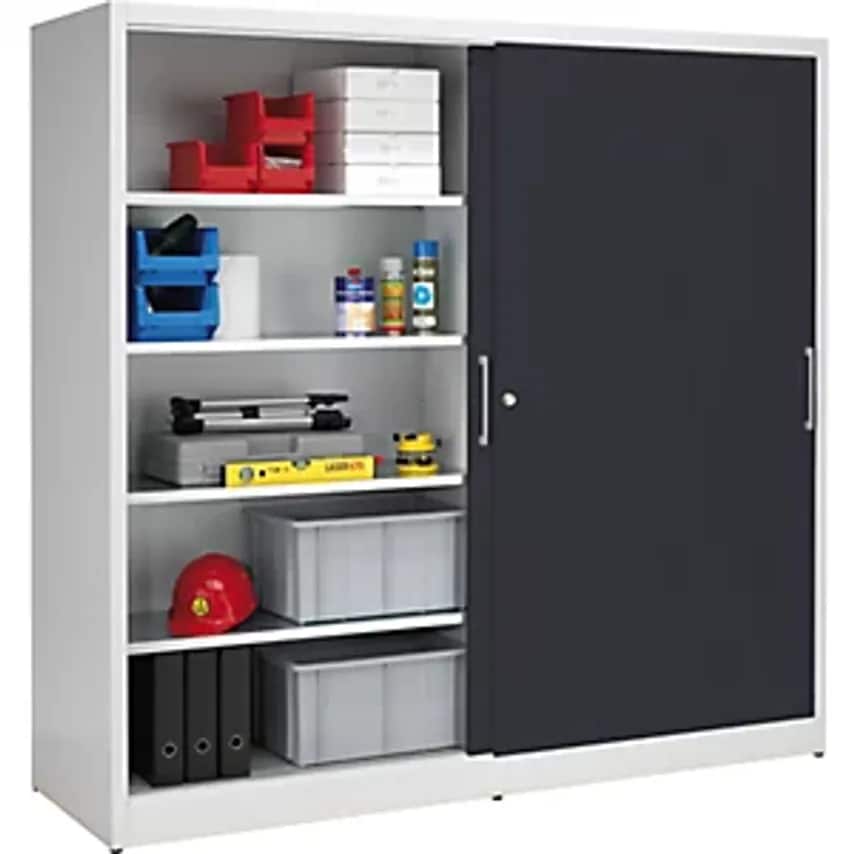 EUROKRAFTpro Sliding Door Cupboard - Height 1950mm - With Centre Partition And 2
