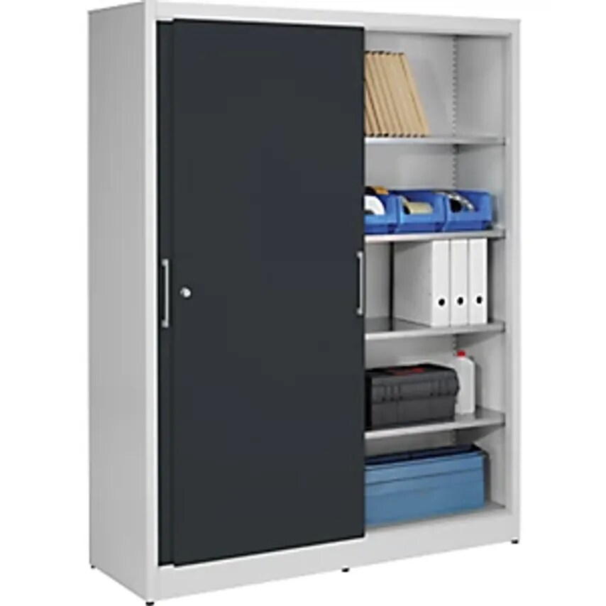 EUROKRAFTpro Sliding Door Cupboard - Height 1950mm - With Centre Partition And 2