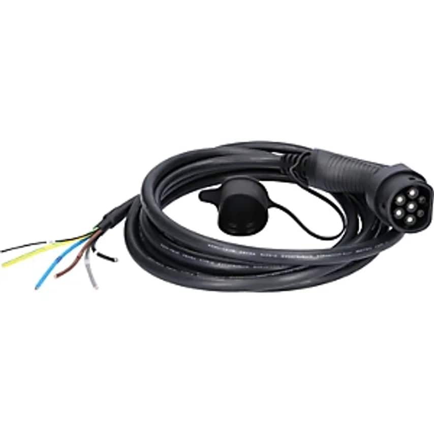 KS Tools Efuturo Straight Charging Cable - Open End - To Type 2, Three Phase, Up