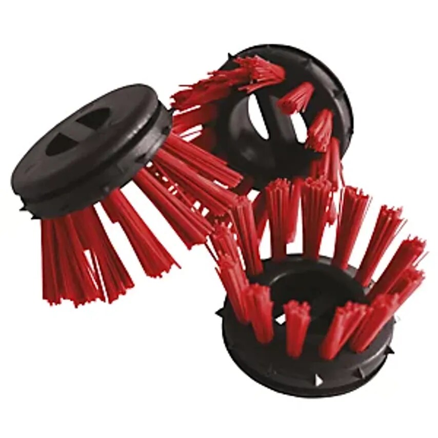 MILTEX Round Brush For Ring Rubber Mats, Plastic, Pack Of 10, Black/Red