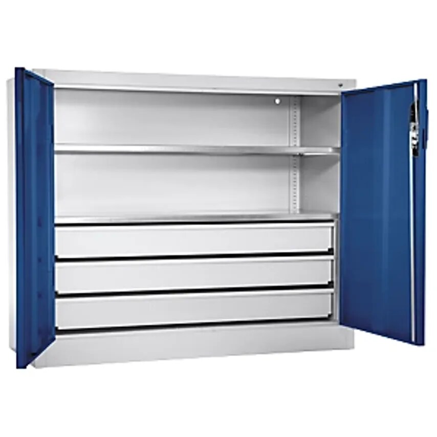 C&P Large Cupboard, HxW 1000 X 1200mm, Depth 500mm, Gentian Blue Doors