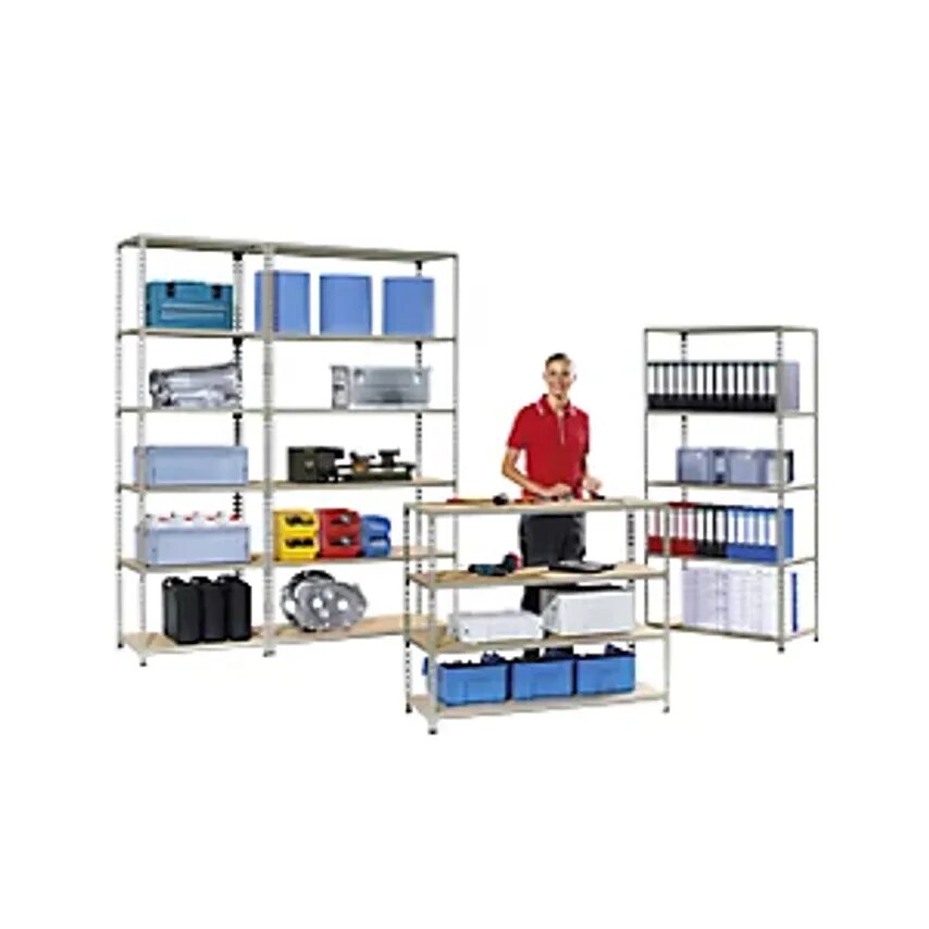 RACKTEC Combination Boltless Shelving Unit, Shelf Unit Height 2438mm, Width X De