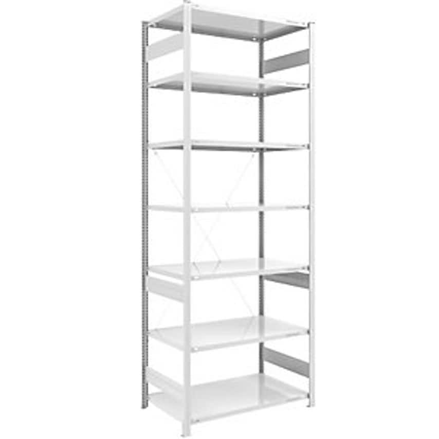 EUROKRAFTpro Boltless Storage Shelving Unit - RAL 7035 - Light Duty, Height 3000
