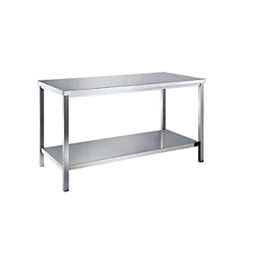 EUROKRAFTpro Workbench Chrome Nickel Steel, 1 Full Length Shelf, Width 2400mm