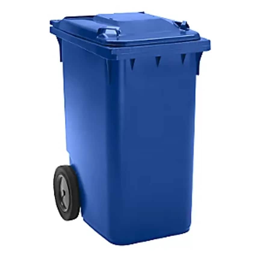 SSI Schaefer Plastic Waste Bin DIN EN 840 - Capacity 360 L - Wheel 300mm, Blue