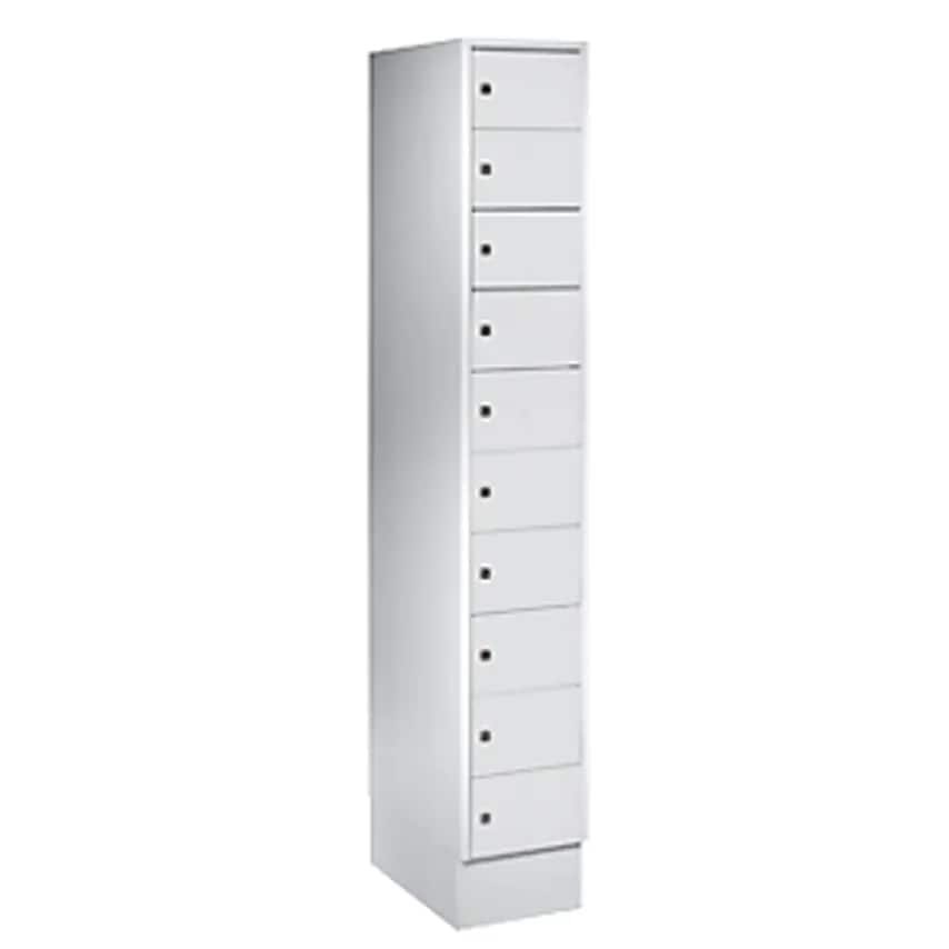 WOLF Small Locker Cupboard, 10 Compartments, HxW 1850 X 300mm, Door Colour Light