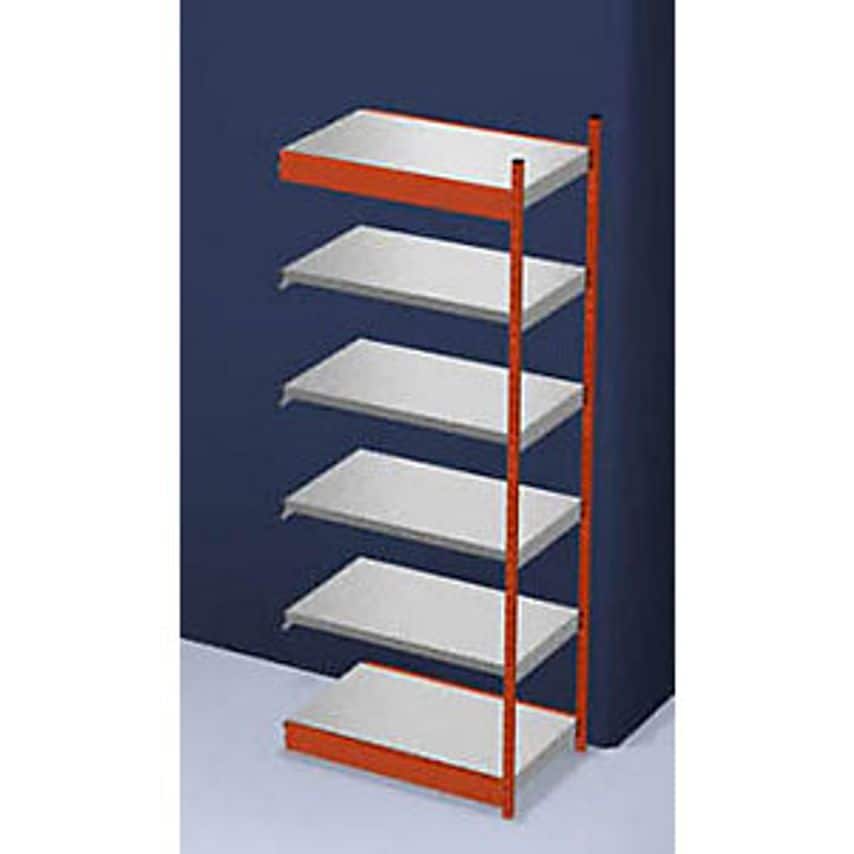 HOFE Stable Boltless Shelf Unit - Single Sided - Height 2500mm, Orange/Zinc-Plat