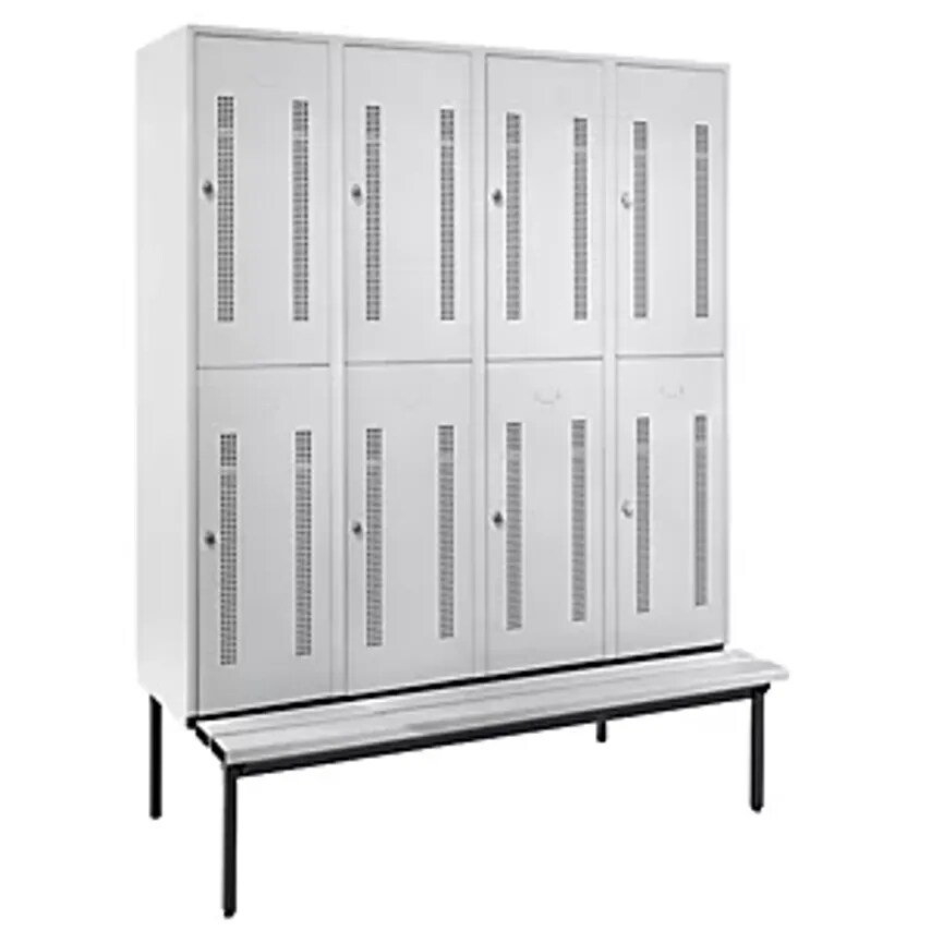 WOLF Half-height Cloakroom Locker With Bench Base Frame - 400mm - 8 Compartments