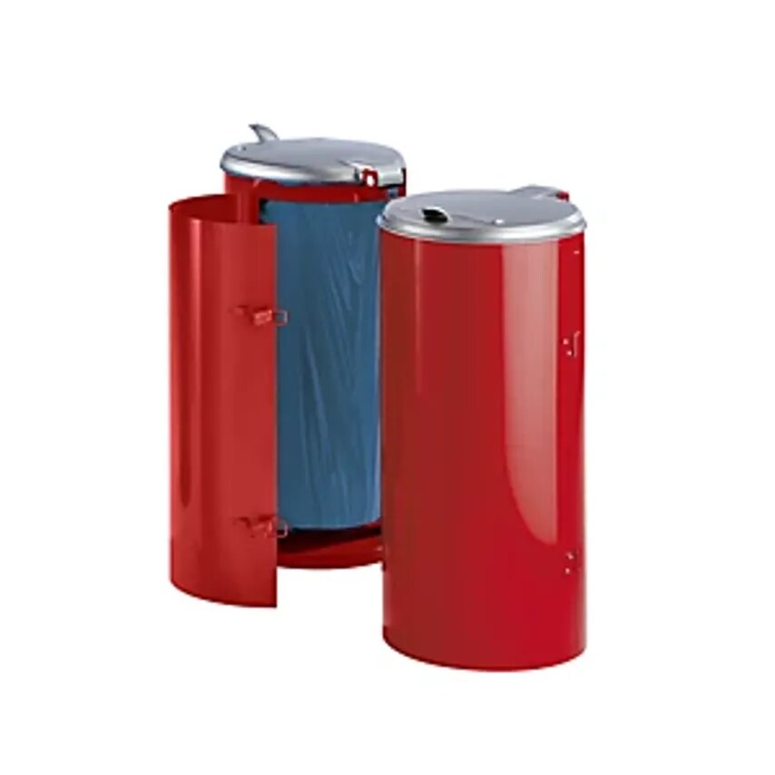 VAR Sheet Steel Waste Collector - For Capacity 120 L - With Single Door, Red Wit