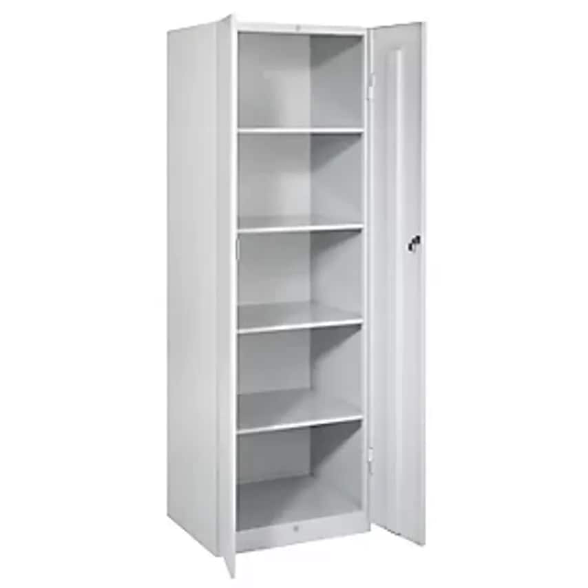 WOLF Steel Cupboard, Width 600mm, 4 Shelves, Light Grey Doors