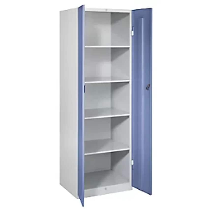 WOLF Steel Cupboard, Width 600mm, 4 Shelves, Pigeon Blue Doors