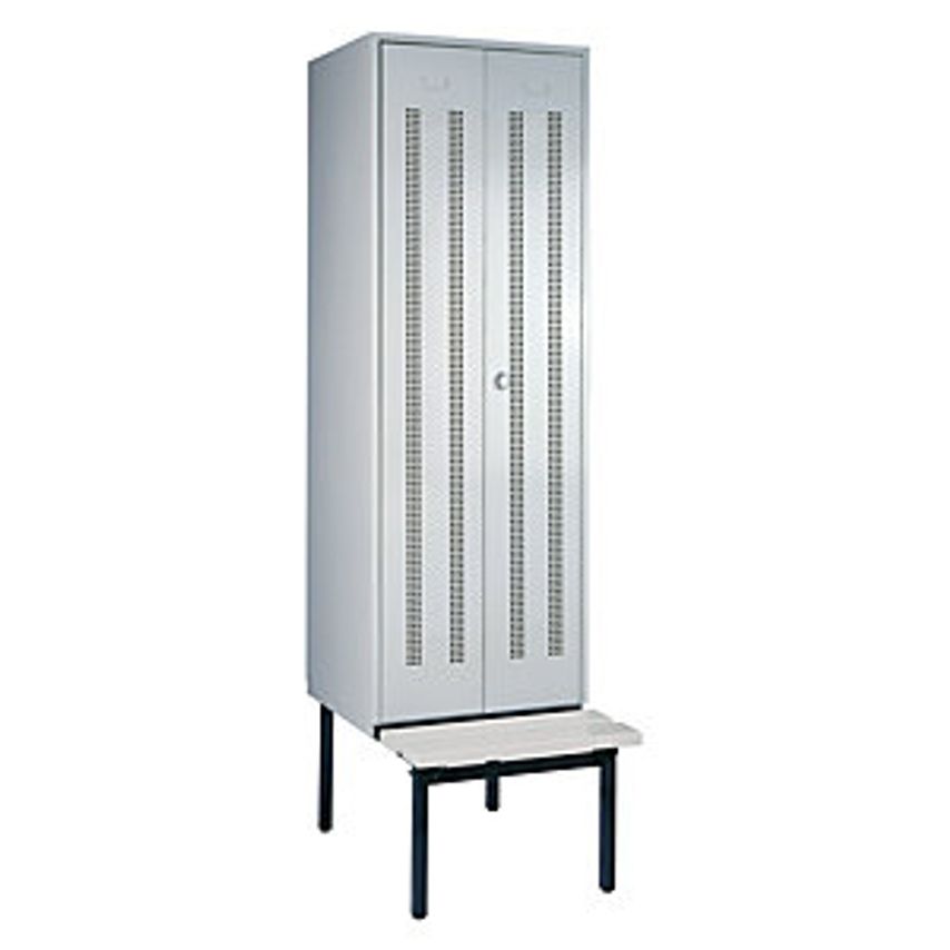 Shop WOLF Clothes Locker With Bench Mounted Underneath Perforated Sheet Metal Doors Width