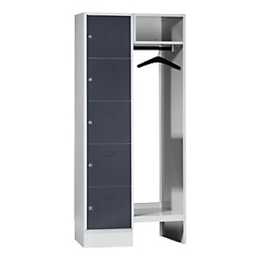 WOLF Cloakroom Locker System - 5 Compartments On Left - Overall Width 850mm, Wid