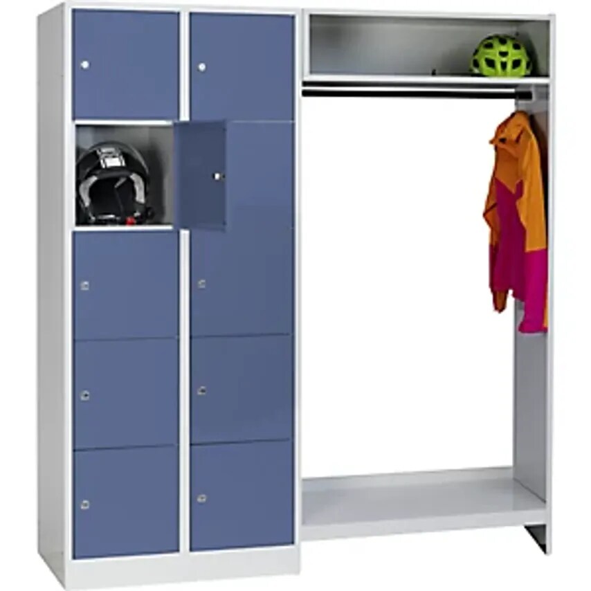 WOLF Cloakroom Locker System - 10 Compartments On Left - Overall Width 1670mm, W