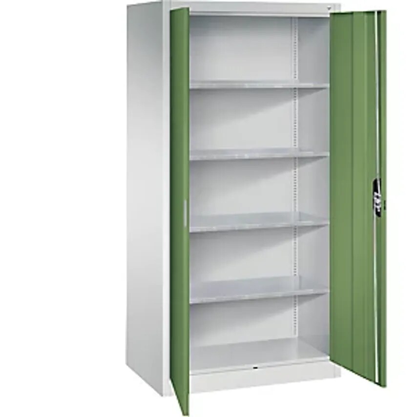 C&P Workshop Double Door Cupboard, HxWxD 1950 X 930 X 600mm, Light Grey/Reseda G