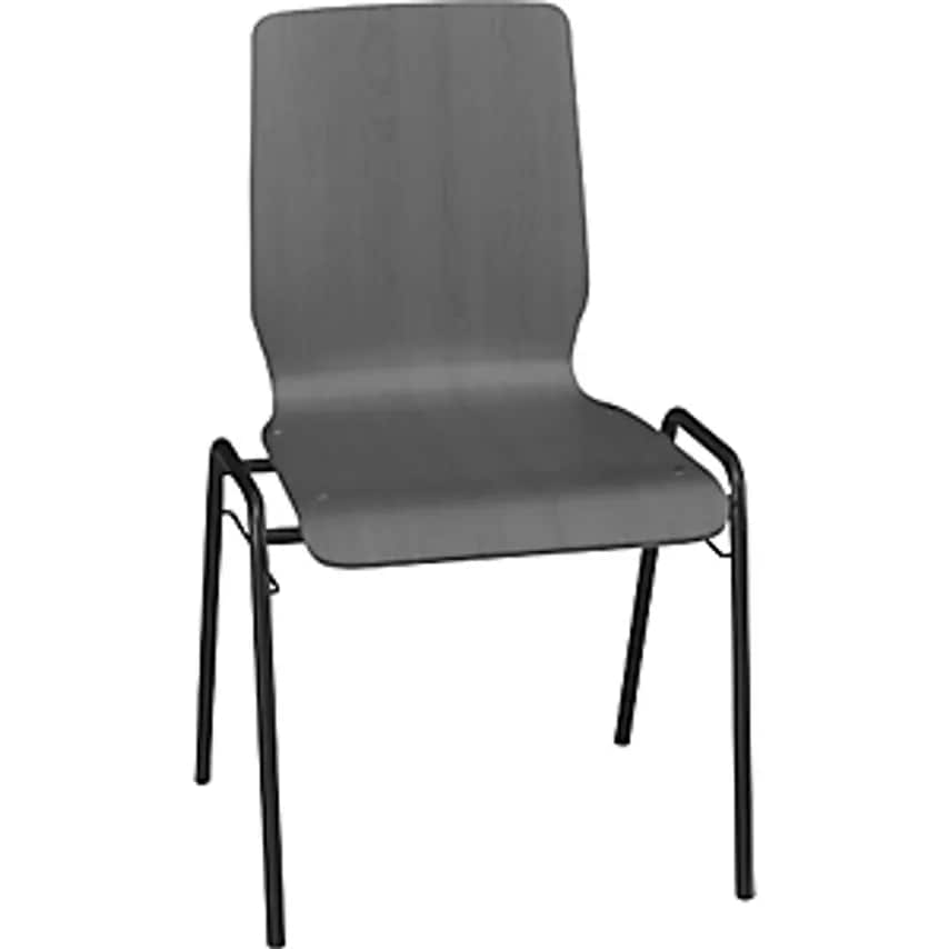 MalscherSitzMbel NUKI Wooden Stacking Chair, Powder Coated Frame, Pack Of 4, Woo