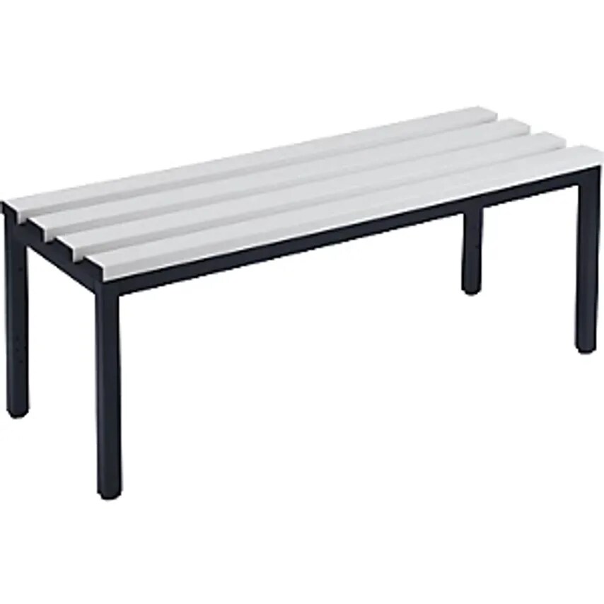 WOLF Cloakroom Bench Without Back Rest, PVC Slats, Grey, Length 1000mm